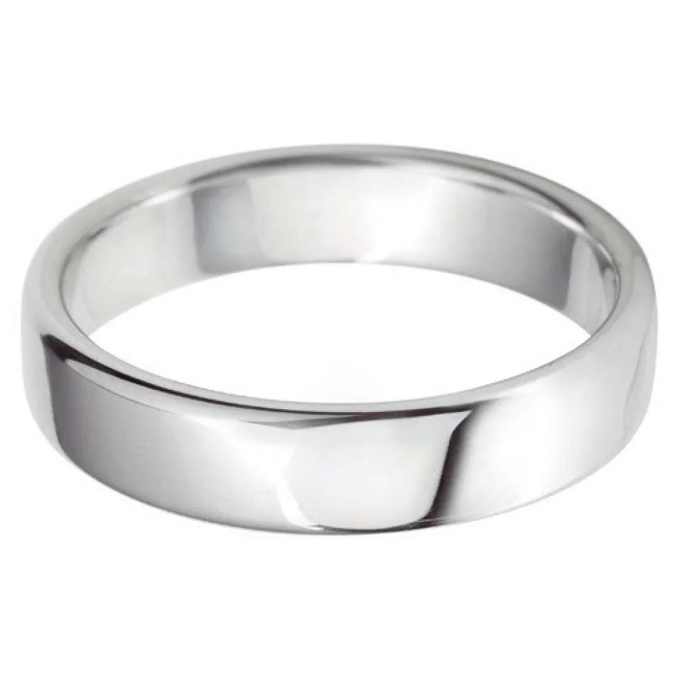 Platinum 5mm Round Flat Wedding Band