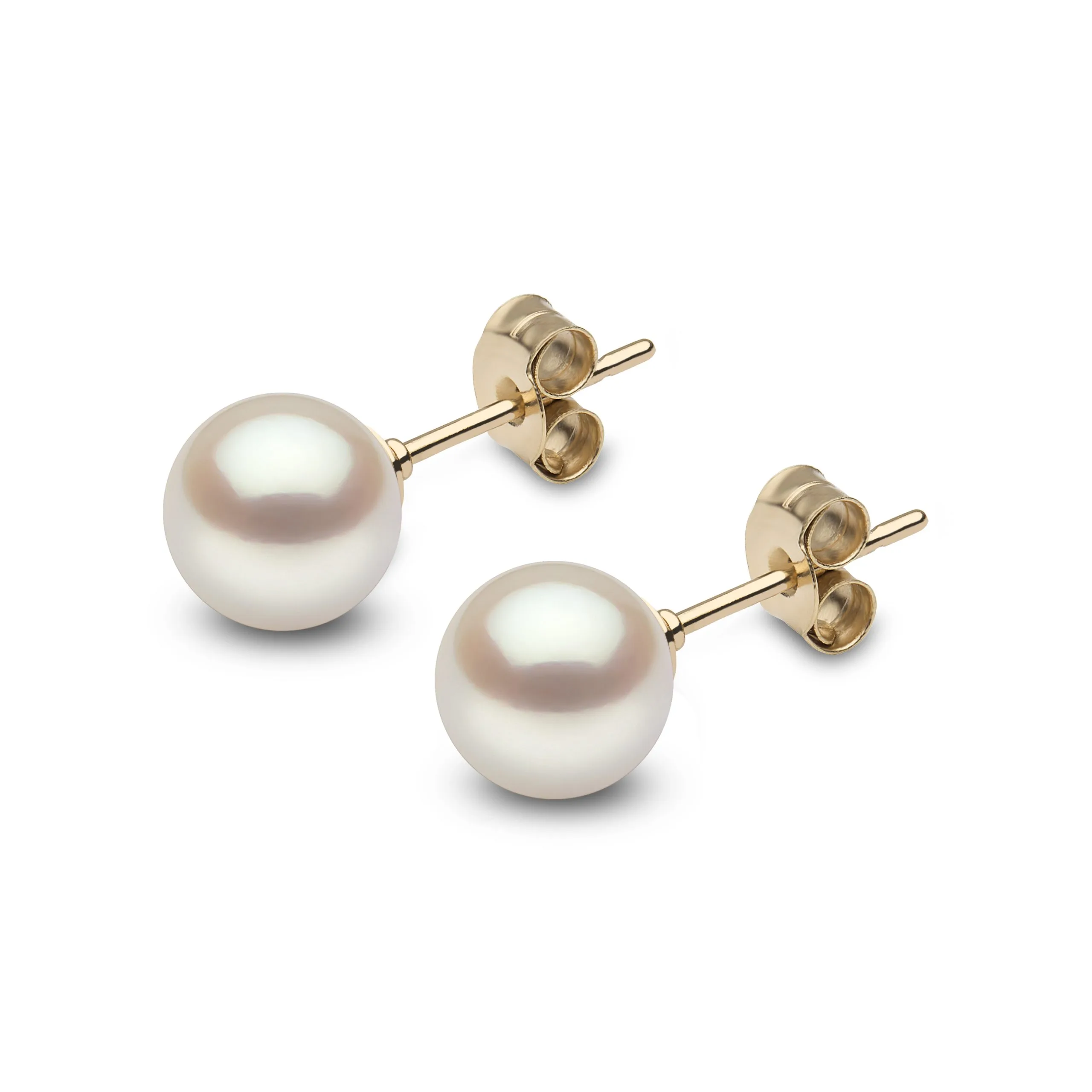18ct Yellow Gold 7-7.5mm Akoya Pearl Stud Earrings