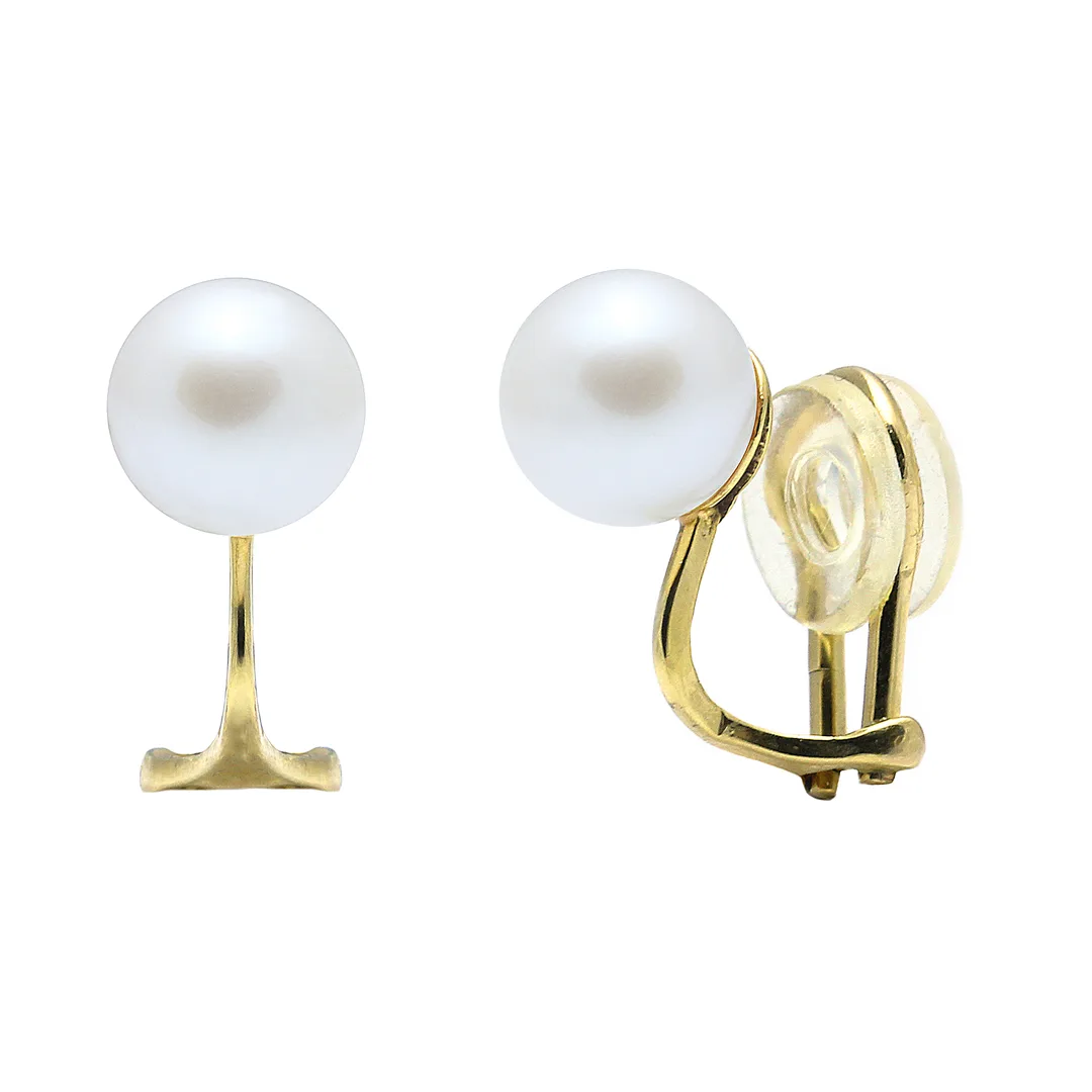 9ct Yellow Gold 7-7.5mm Freshwater Pearl Clip Earrings