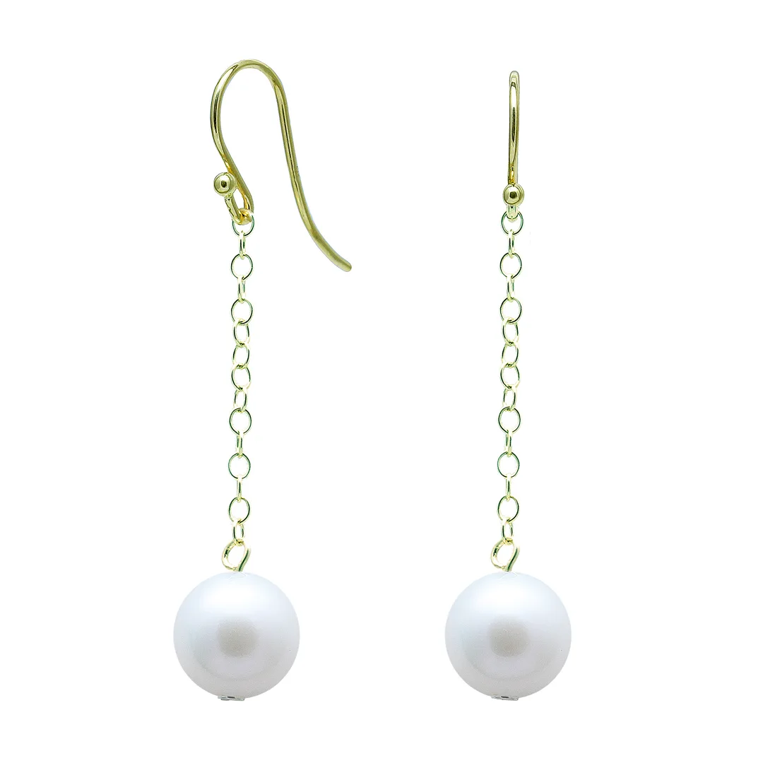 9ct Yellow Gold 9-9.5mm Freshwater Pearl Drop Earrings