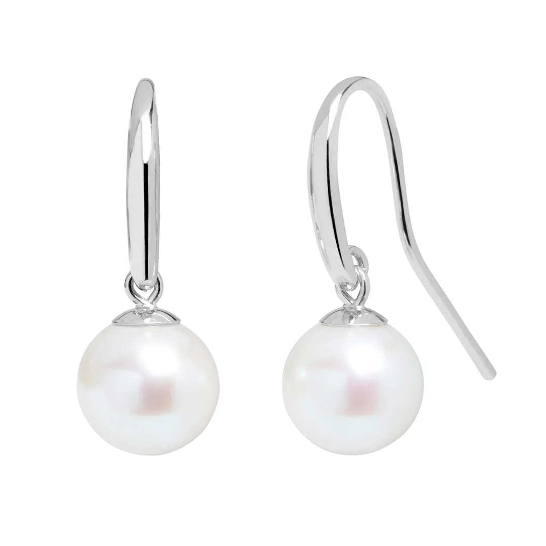 Silver 8-8.5mm Freshwater Pearl Drop Earrings