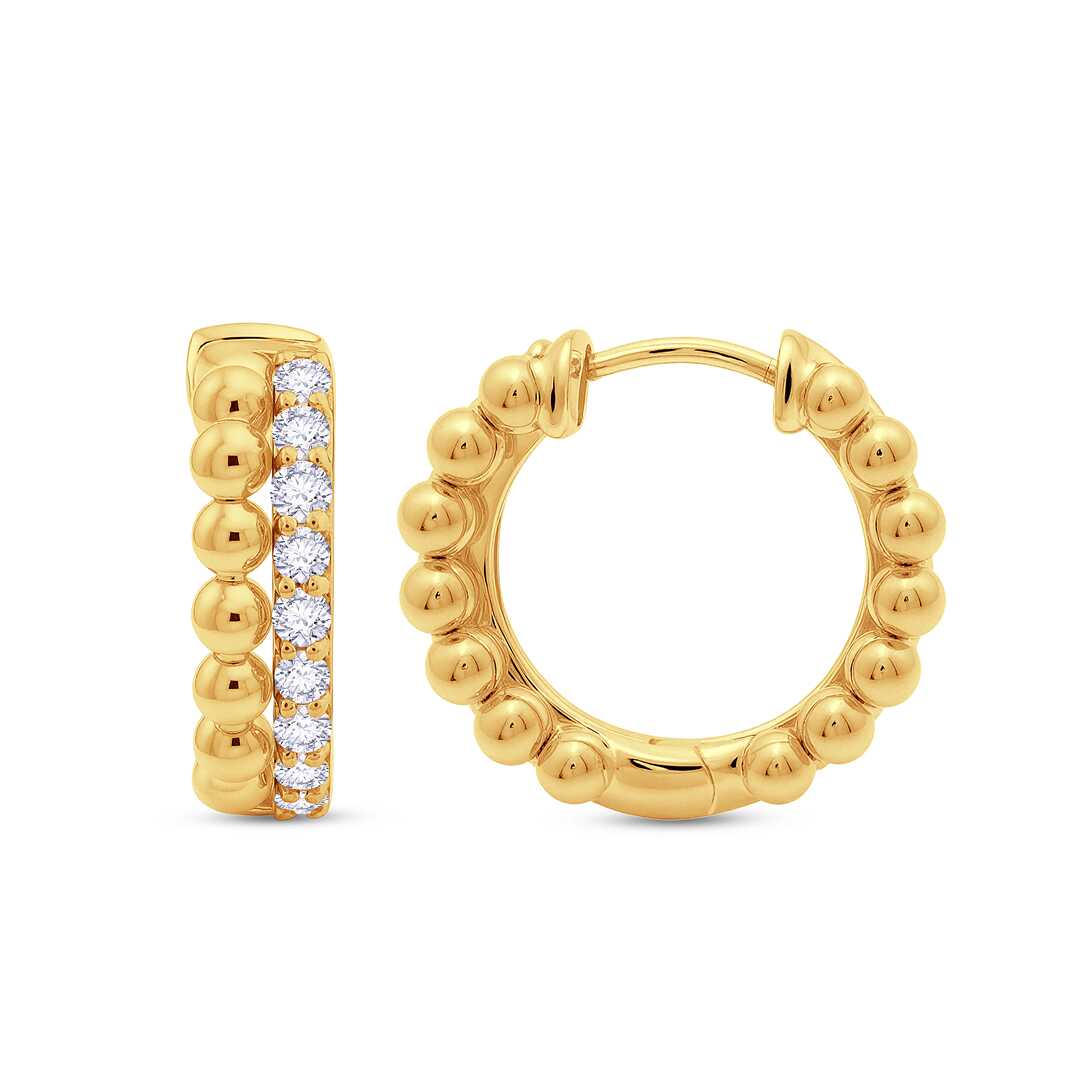 Growe 18ct Yellow Gold 0.40ct Laboratory Grown Round Brilliant Cut Diamond Hoops