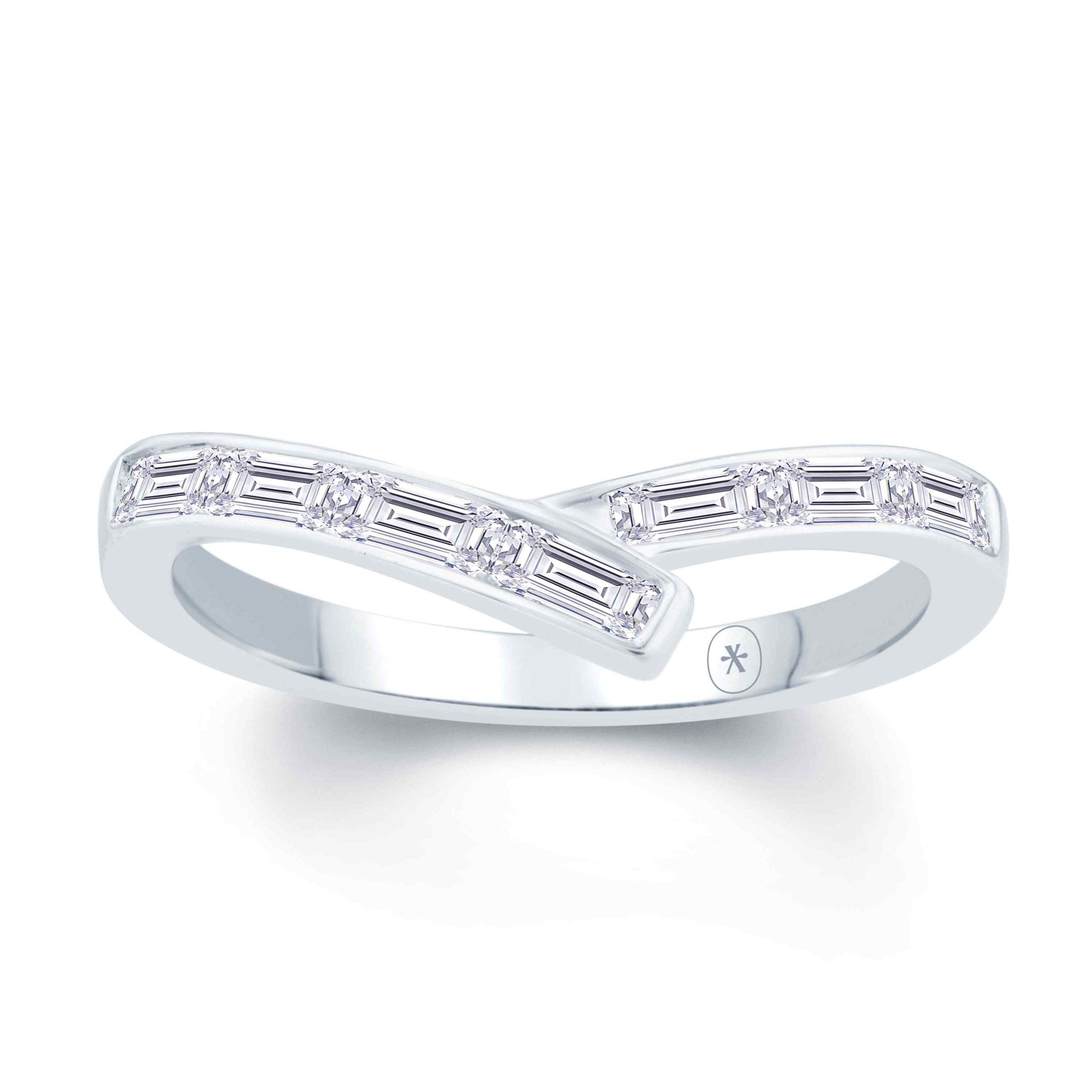 Growe 18ct White Gold 0.50ct Laboratory Grown Baguette Cut Diamond Wishbone Ring