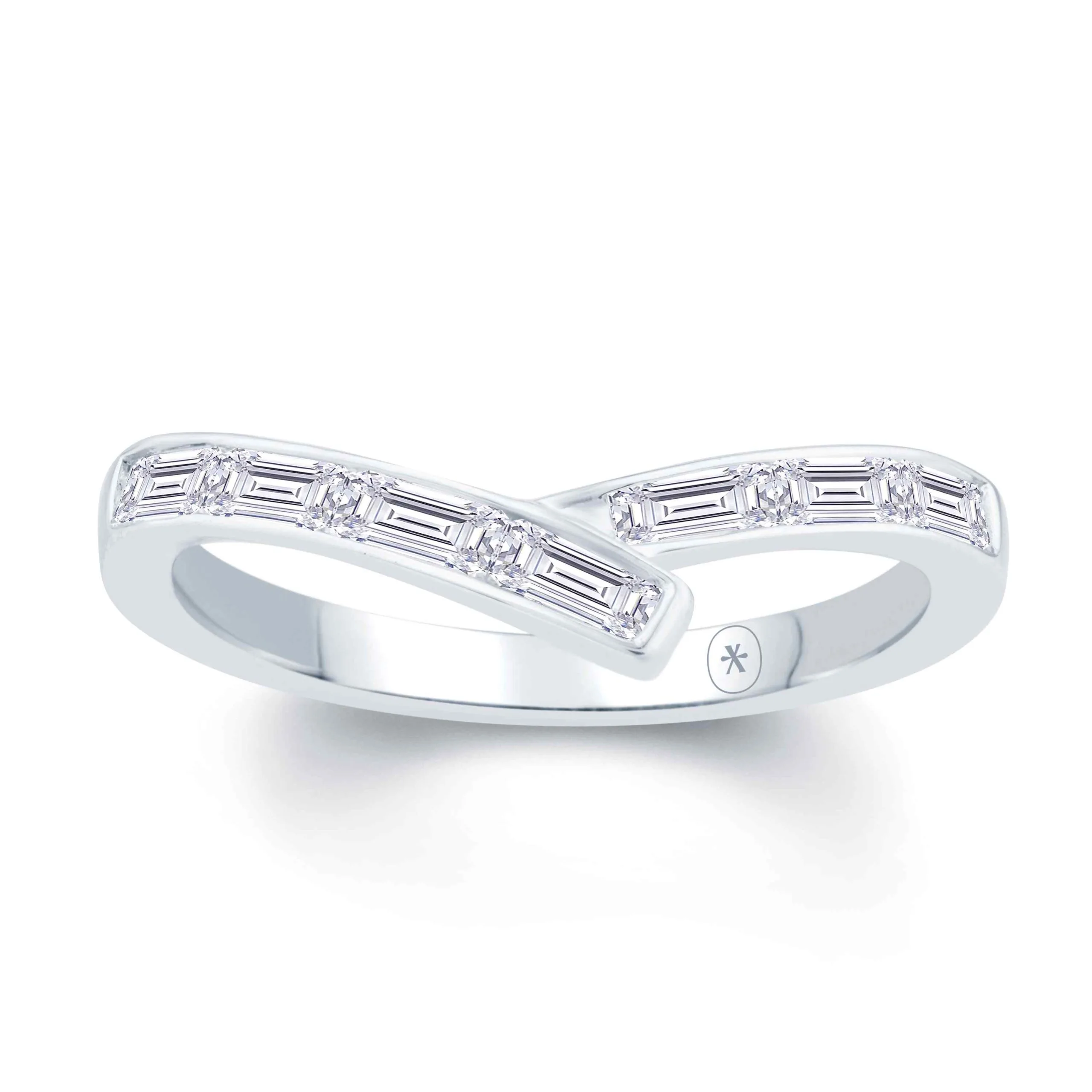 Growe 18ct White Gold 0.50ct Laboratory Grown Baguette Cut Diamond Wishbone Ring