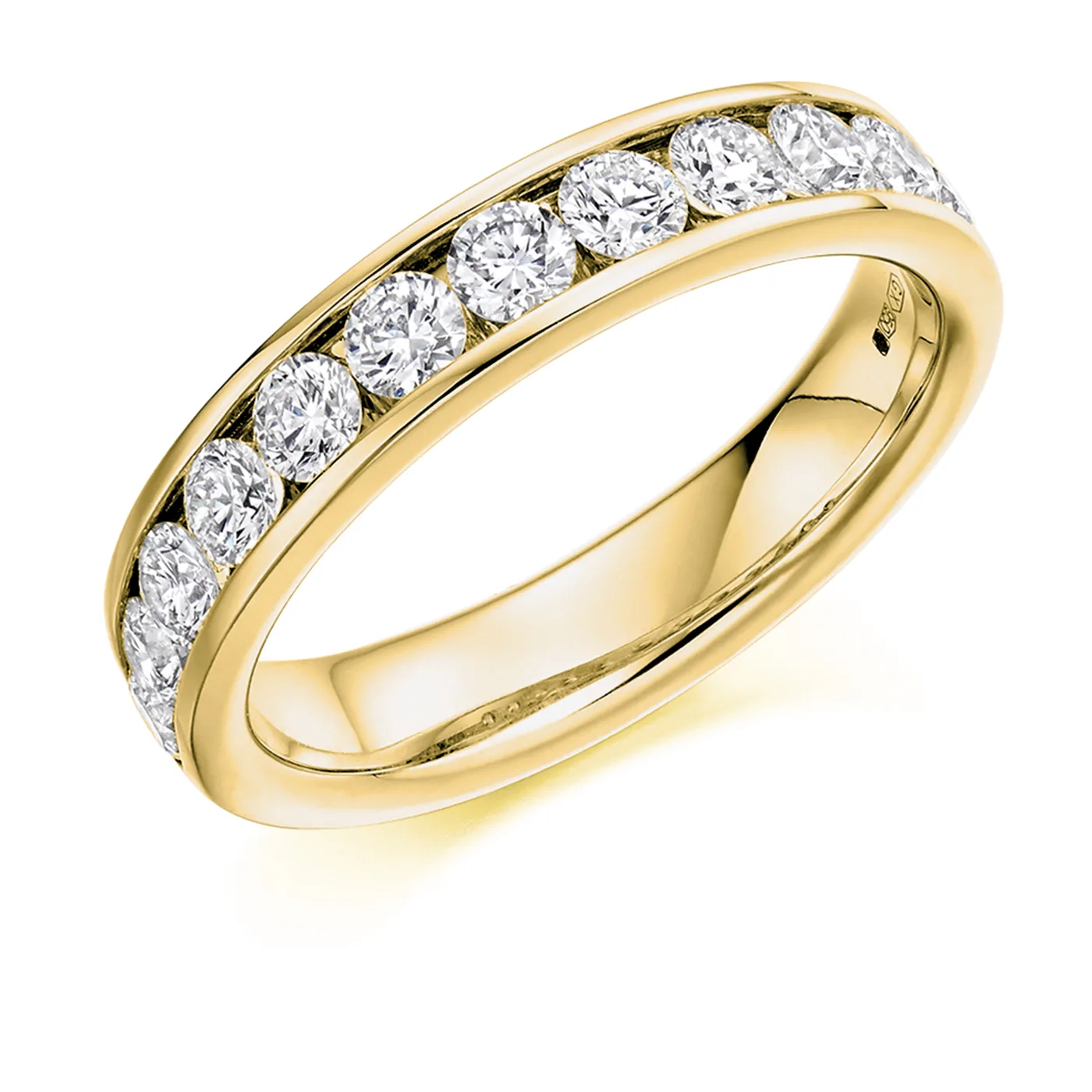18ct Yellow Gold 1.00ct Round Brilliant Cut Diamond Half Eternity Ring
