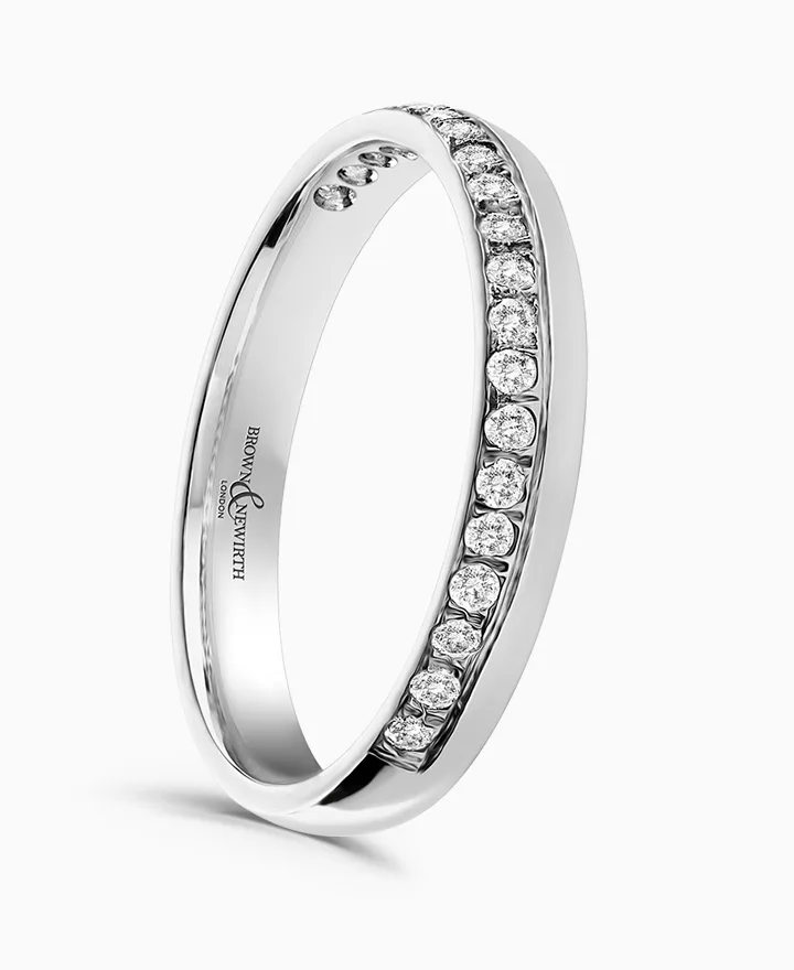 Brown & Newirth 18ct White Gold Off-Set Diamond Half Eternity Ring