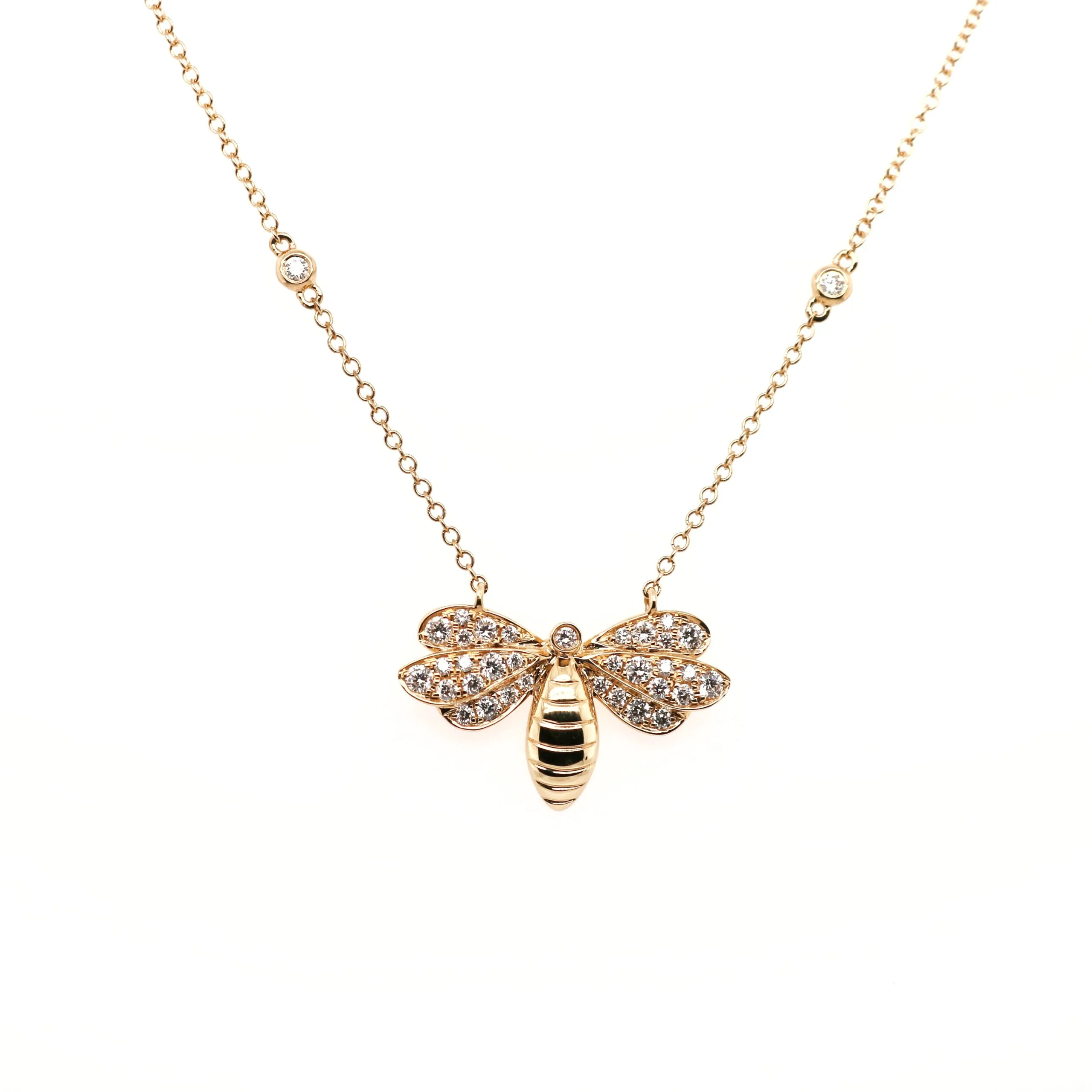 18ct Yellow Gold 0.38ct Diamond Bee Necklace