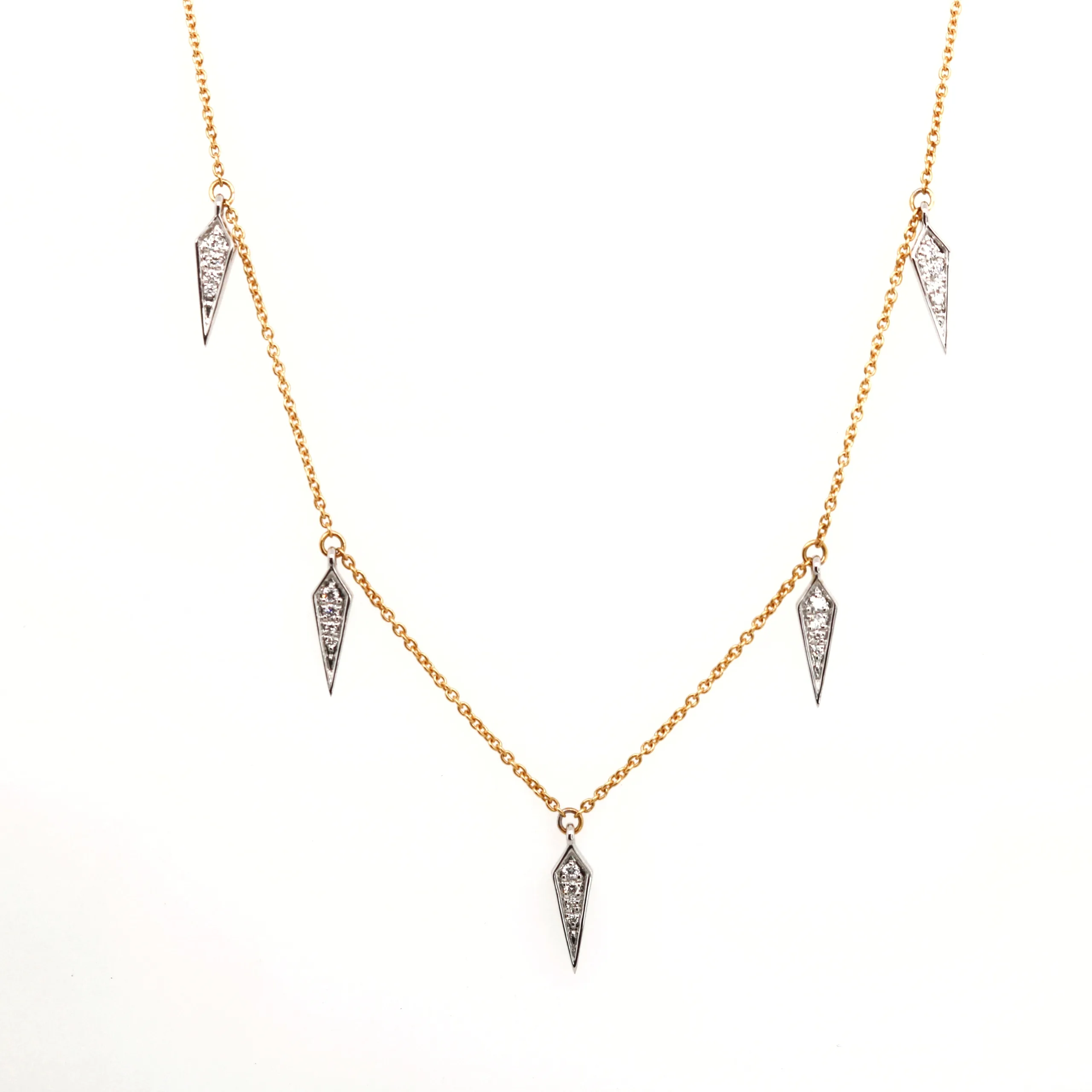 18ct Yellow and White Gold 0.10ct Round Brilliant Cut Diamond Necklet