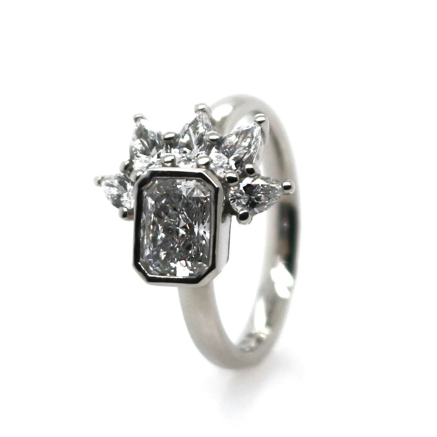 Platinum 1.94ct Laboratory Grown Mixed Cut Diamond Cluster Ring