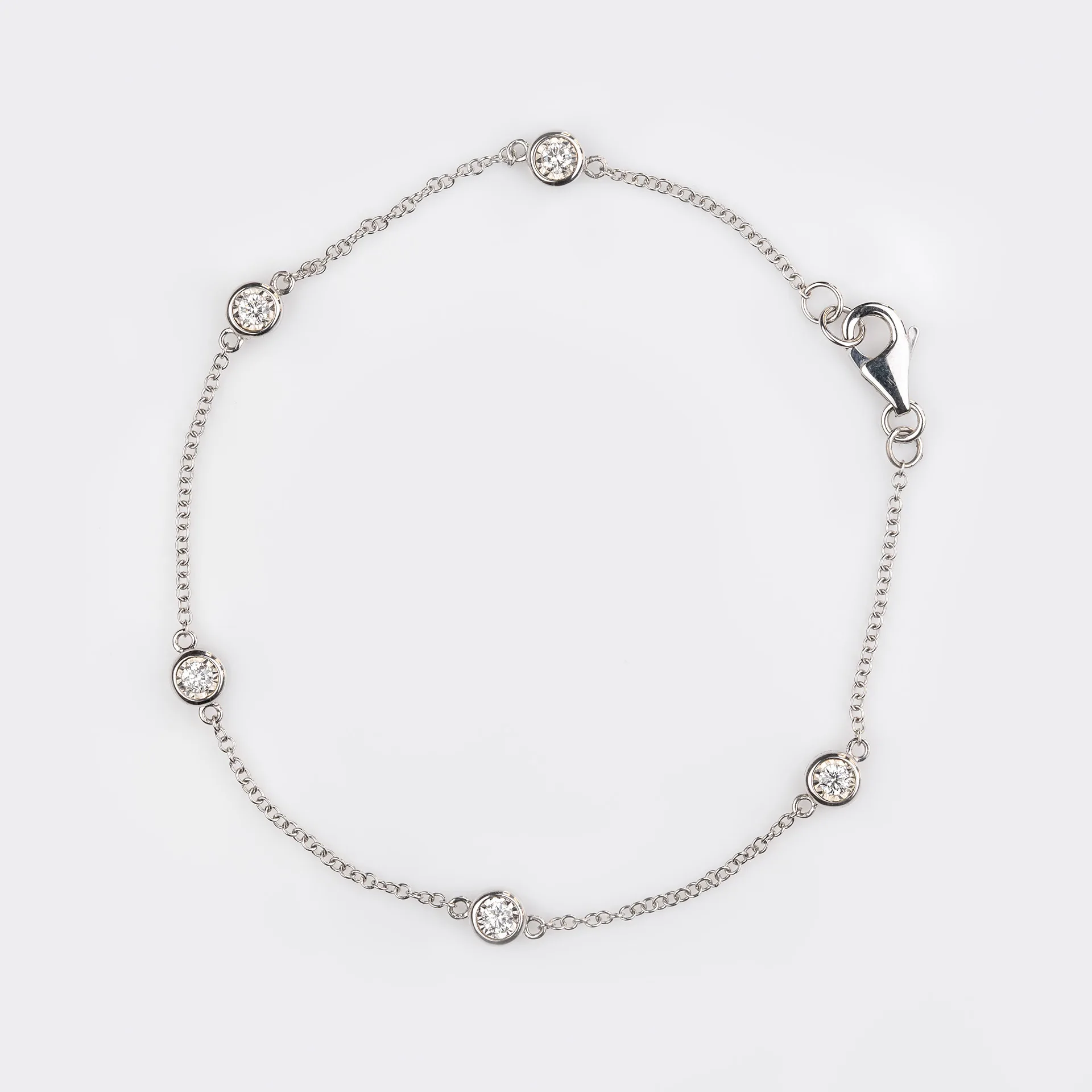 Debut 9ct White Gold Illusion Set Diamond Dot Bracelet