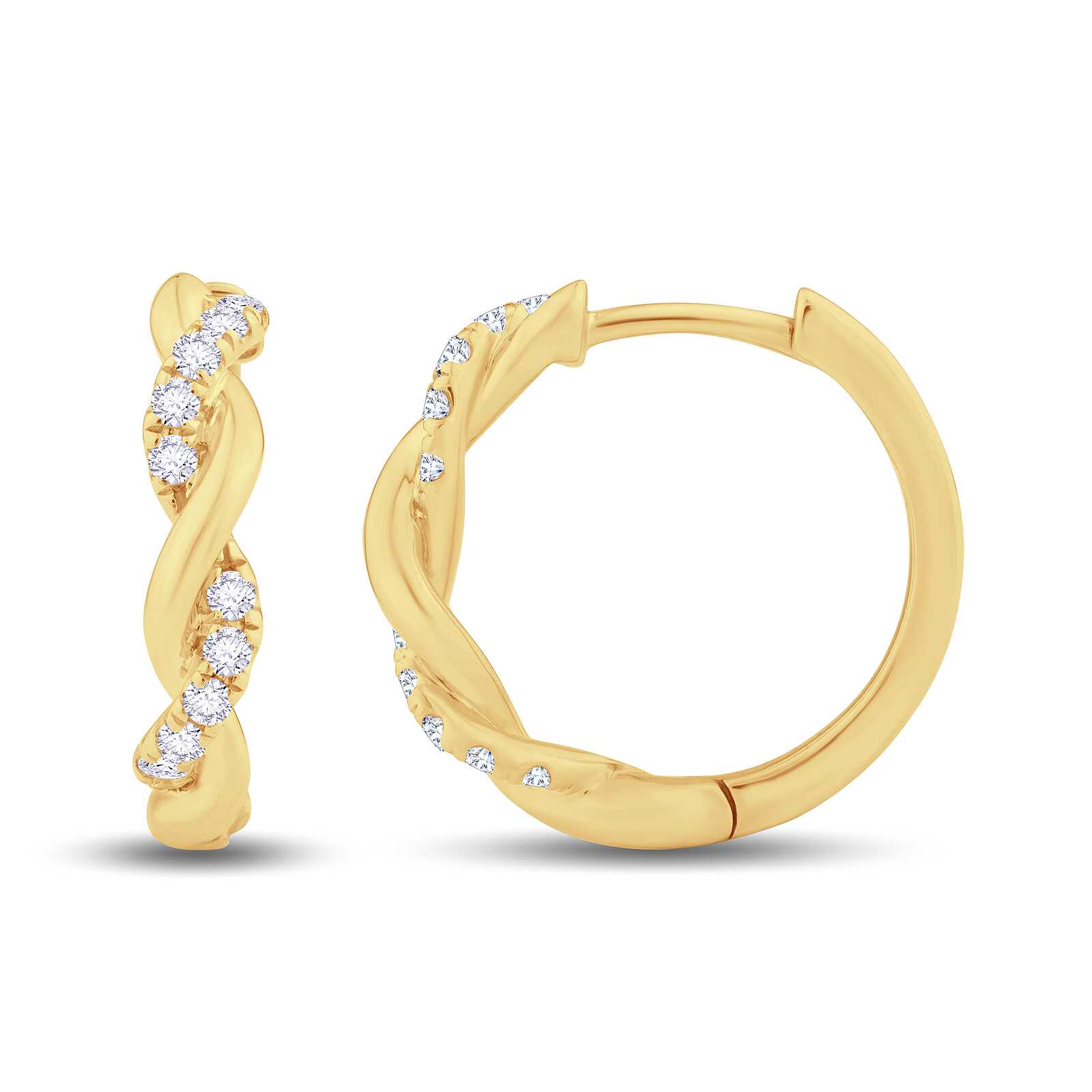 Growe 18ct Yellow Gold 0.22ct Laboratory Grown Round Brilliant Cut Diamond Twist Hoops