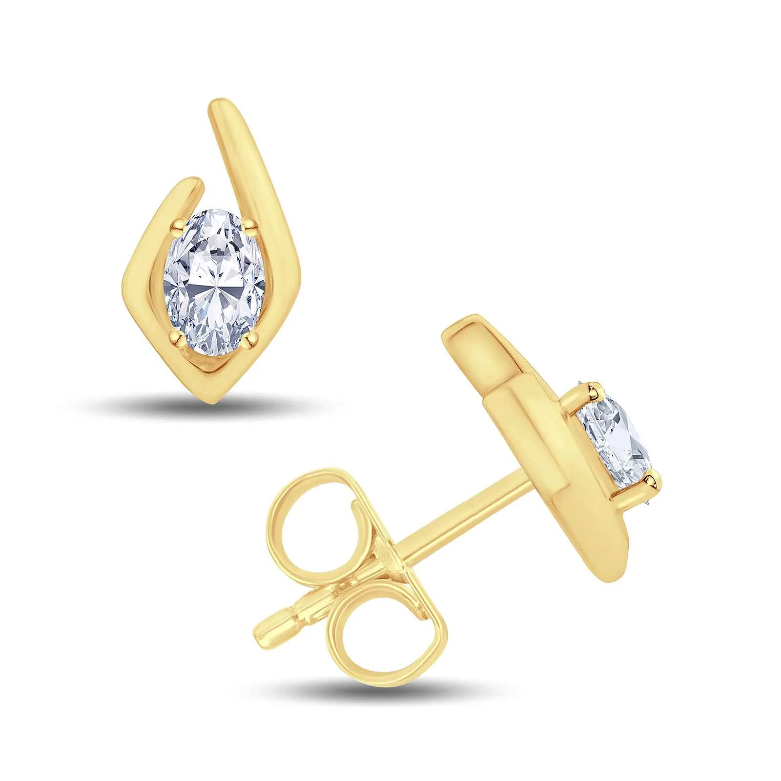 Growe 9ct Yellow Gold 0.20ct Laboratory Grown Oval Cut Diamond Studs