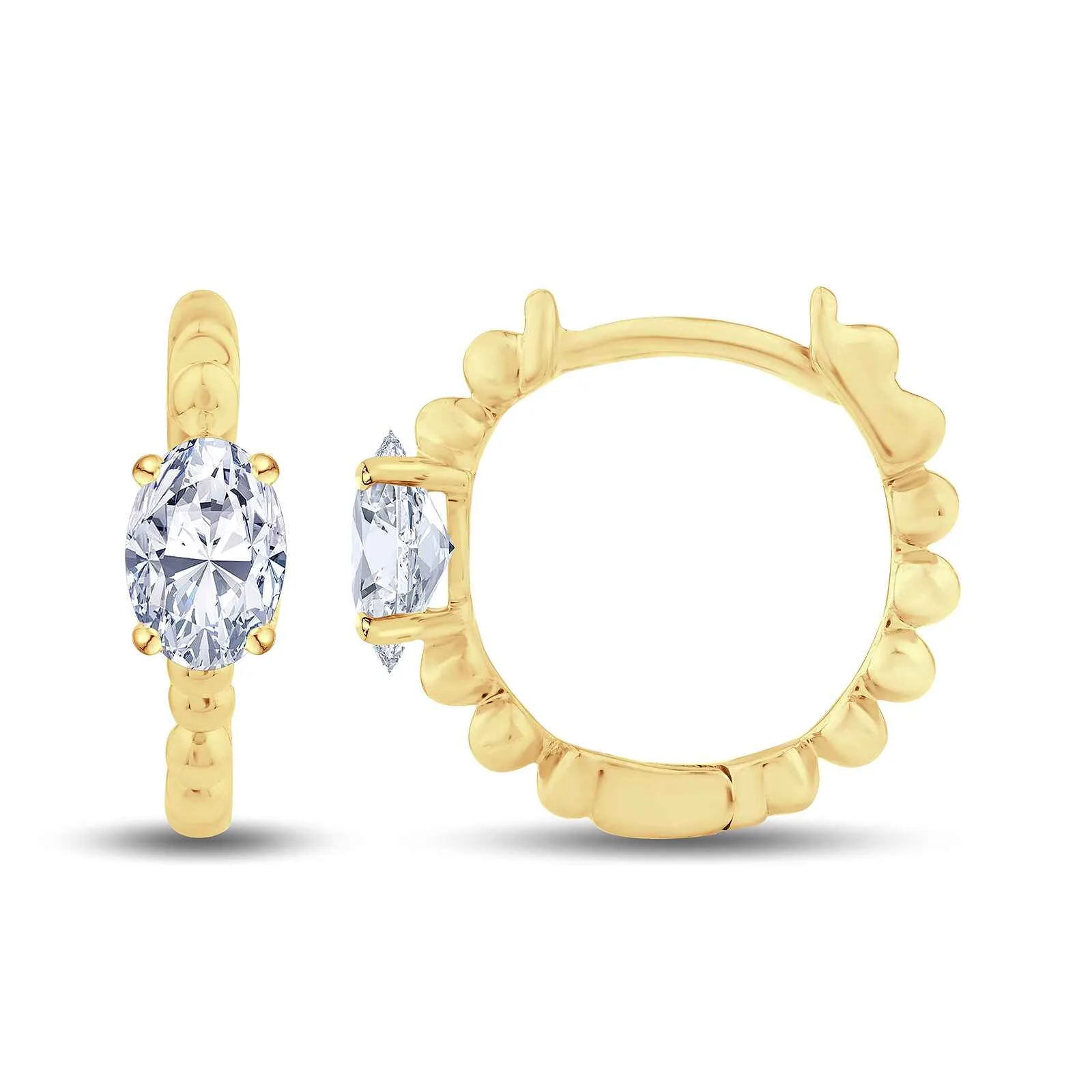 Growe 18ct Yellow Gold 0.50ct Laboratory Grown Oval Cut Diamond Hoop Earrings