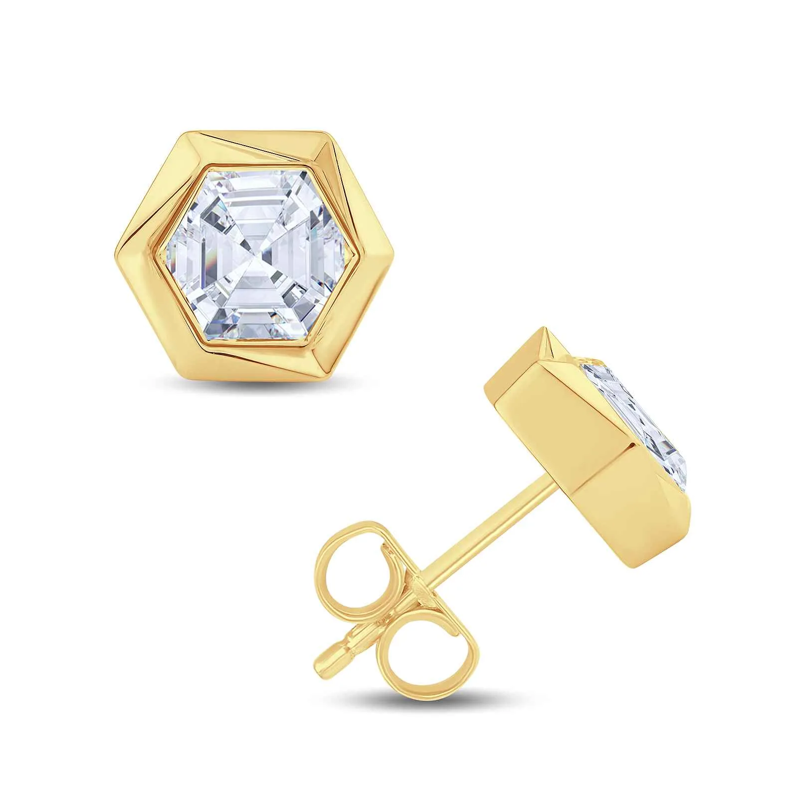 Growe 18ct Yellow Gold 1.40ct Laboratory Grown Hexagon Cut Diamond Studs