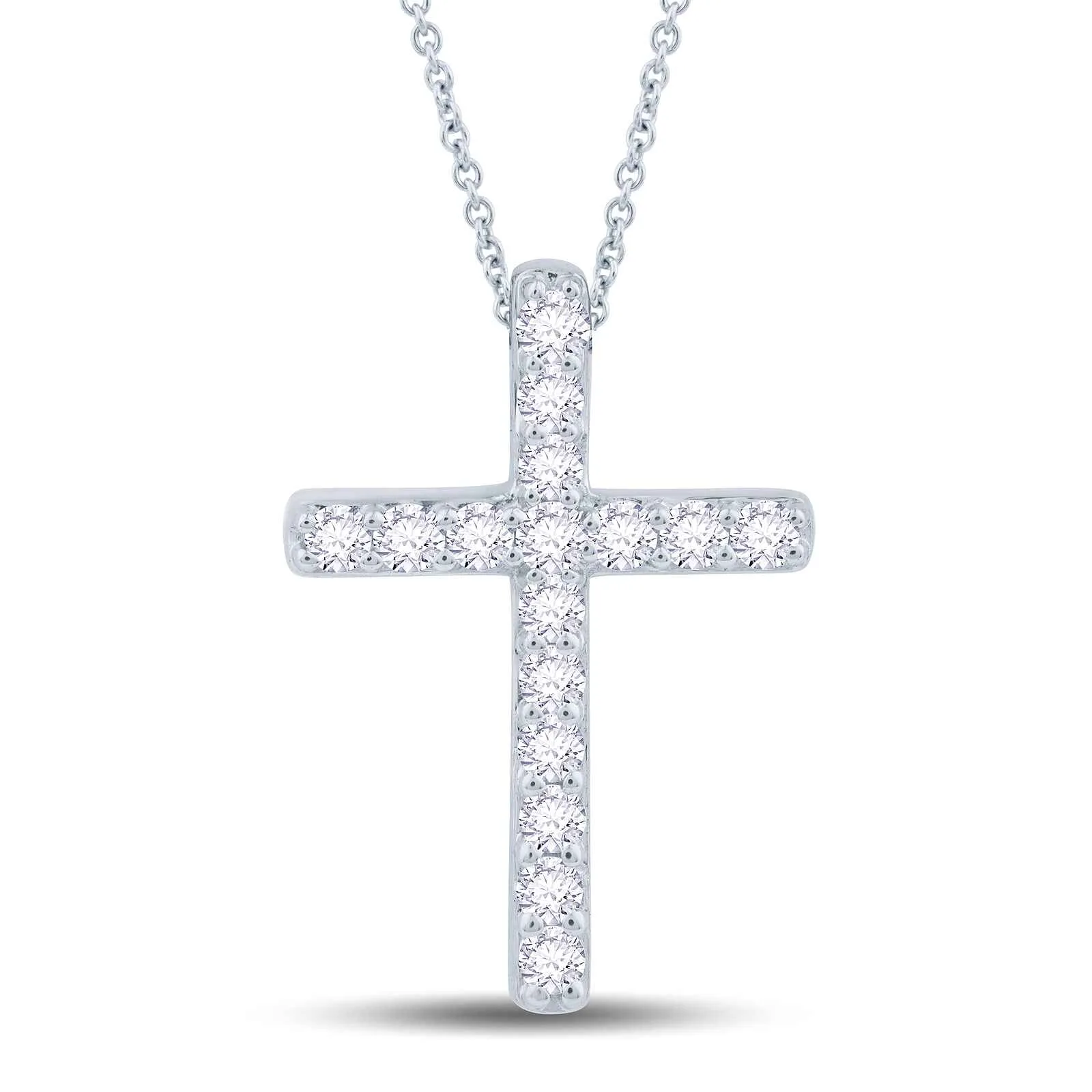 Growe 9ct White Gold 0.15ct Laboratory Grown Round Cut Diamond Cross Necklace