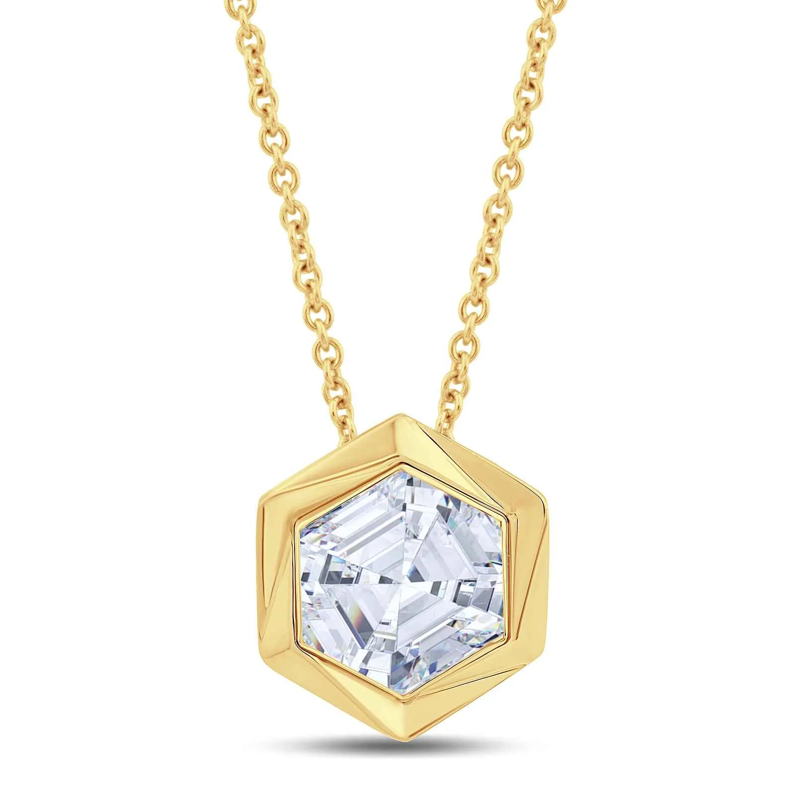 Growe 18ct Yellow Gold 1.00ct Laboratory Grown Hexagon Cut Diamond Necklace