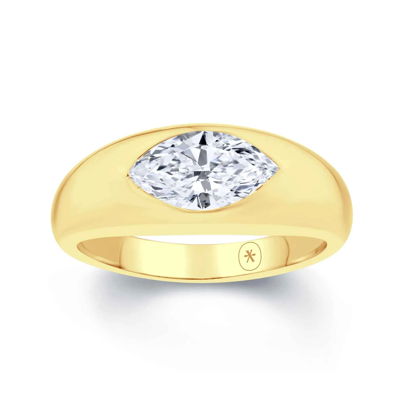 Growe 9ct Yellow Gold 1.00ct Laboratory Grown Marquise Cut Diamond Ring