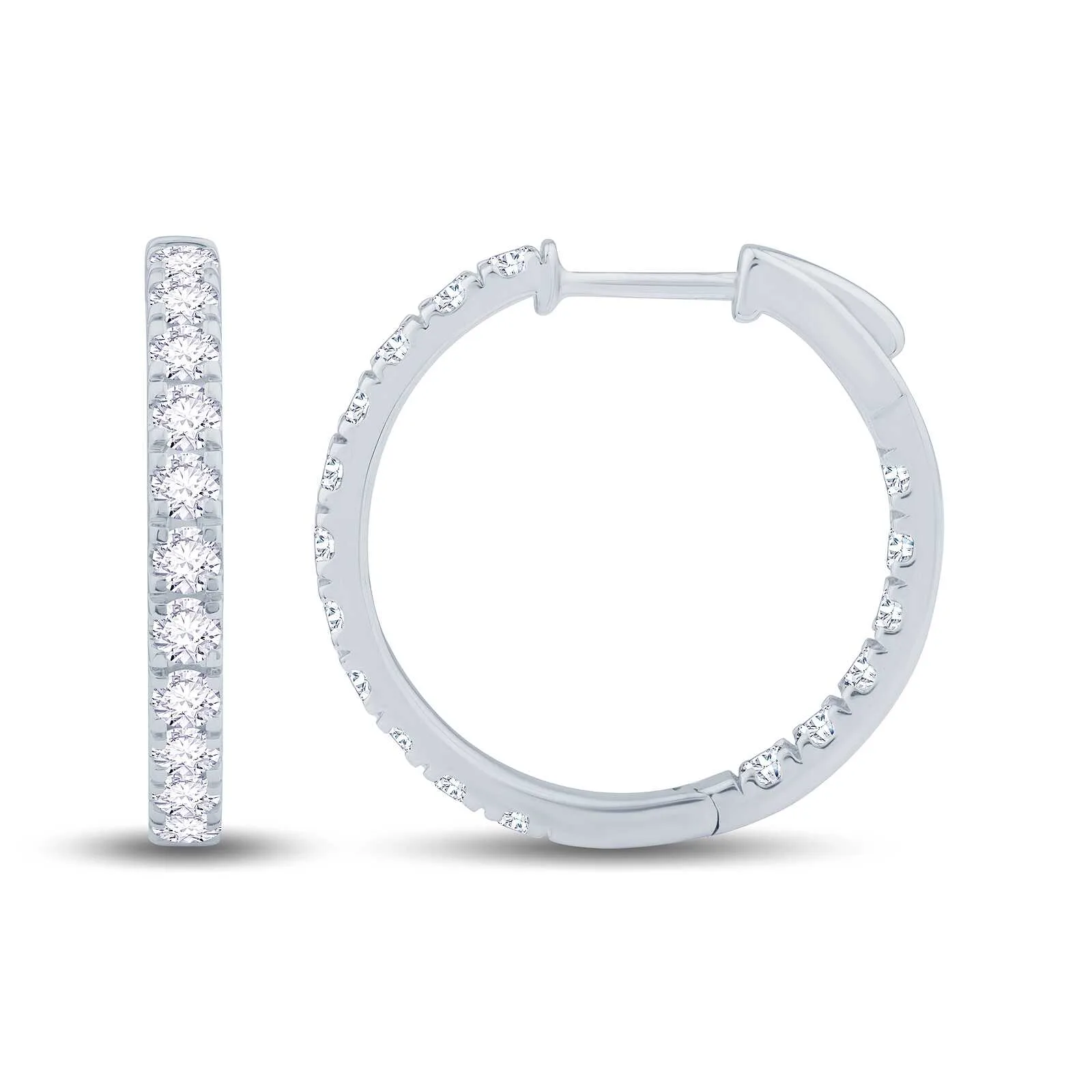 Growe 9ct White Gold 1.23ct Laboratory Grown Round Brilliant Cut Diamond Hoops