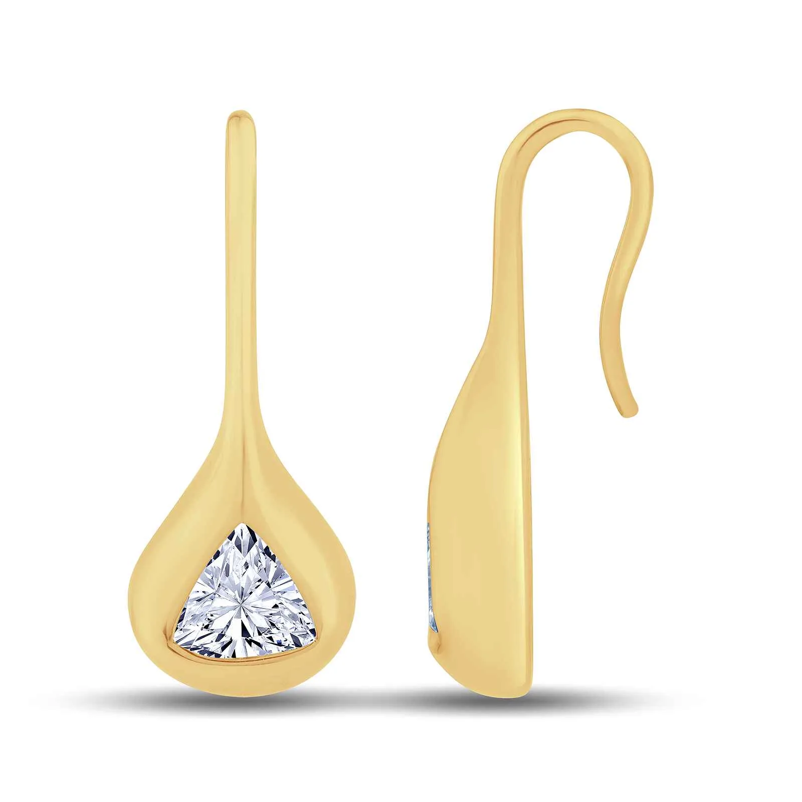 Growe 18ct Yellow Gold 0.80ct Laboratory Grown Trillion Cut Diamond Drop Earrings