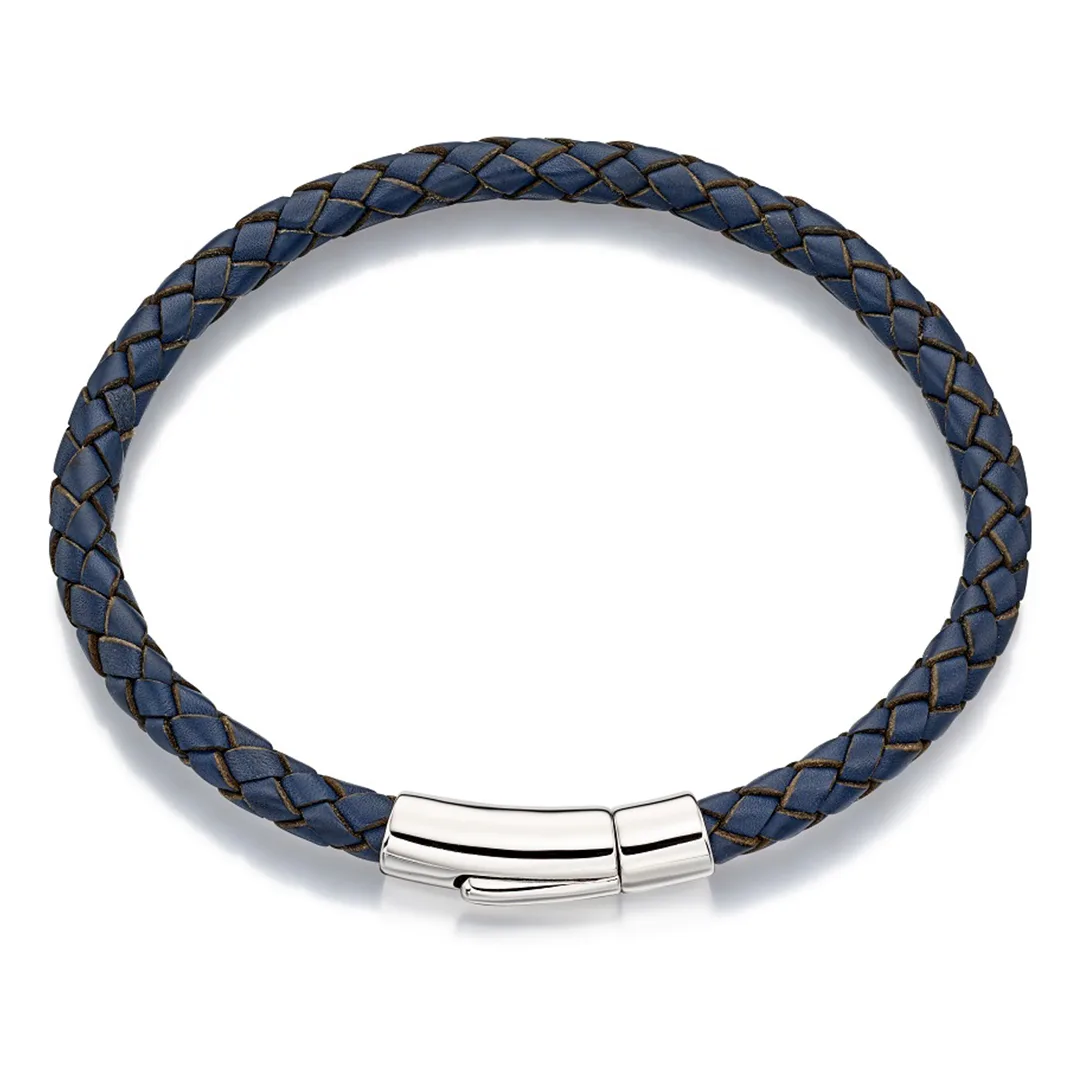 Little Star Reed Silver Adults Navy Leather Bracelet