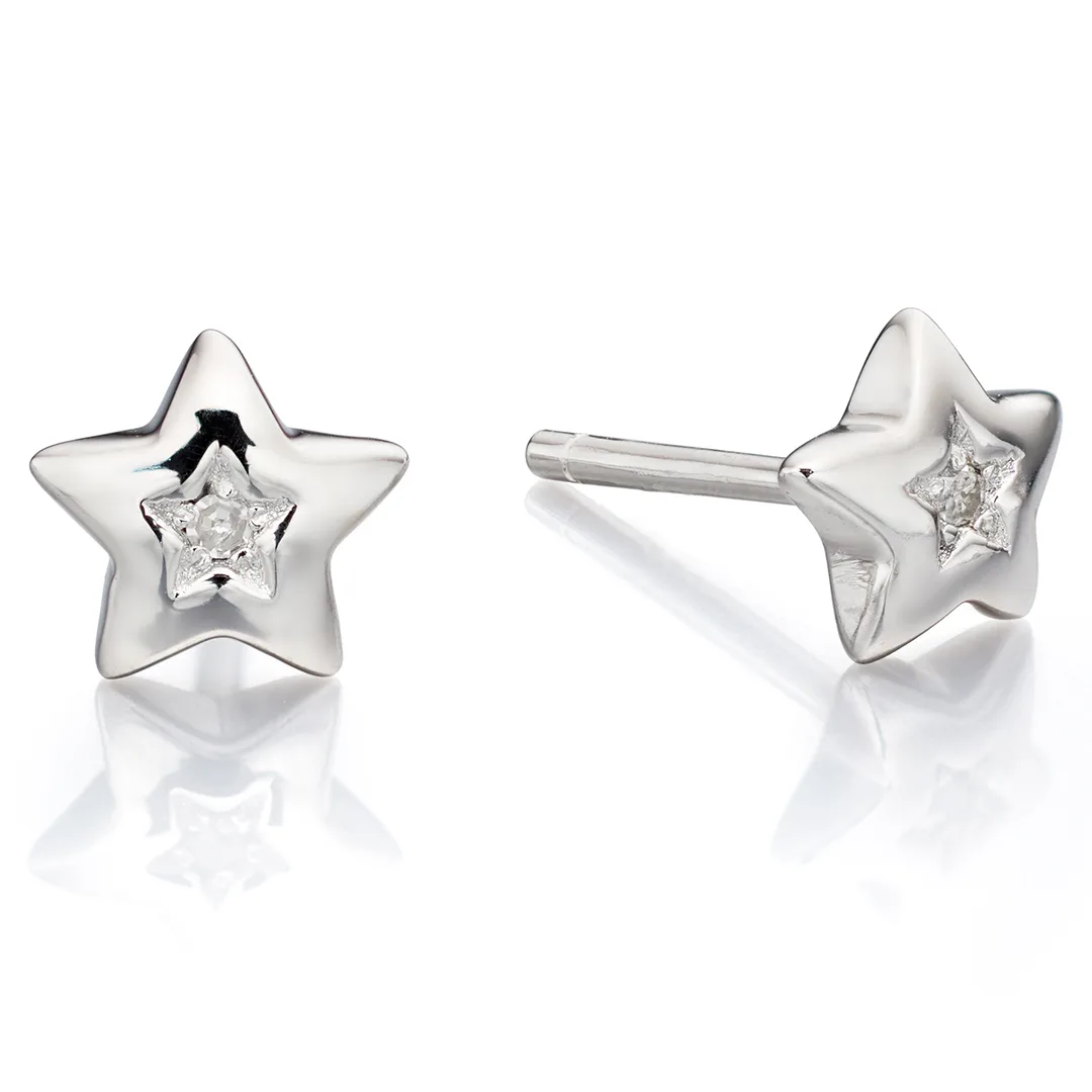 Little Star Noor Silver Diamond Children's Studs