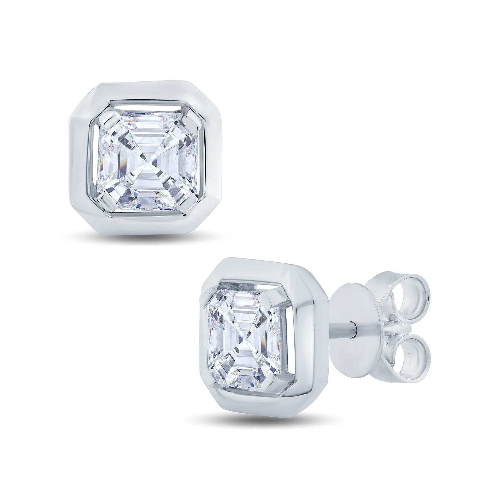Growe 18ct White Gold 1.40ct Laboratory Grown Asscher Cut Diamond Studs
