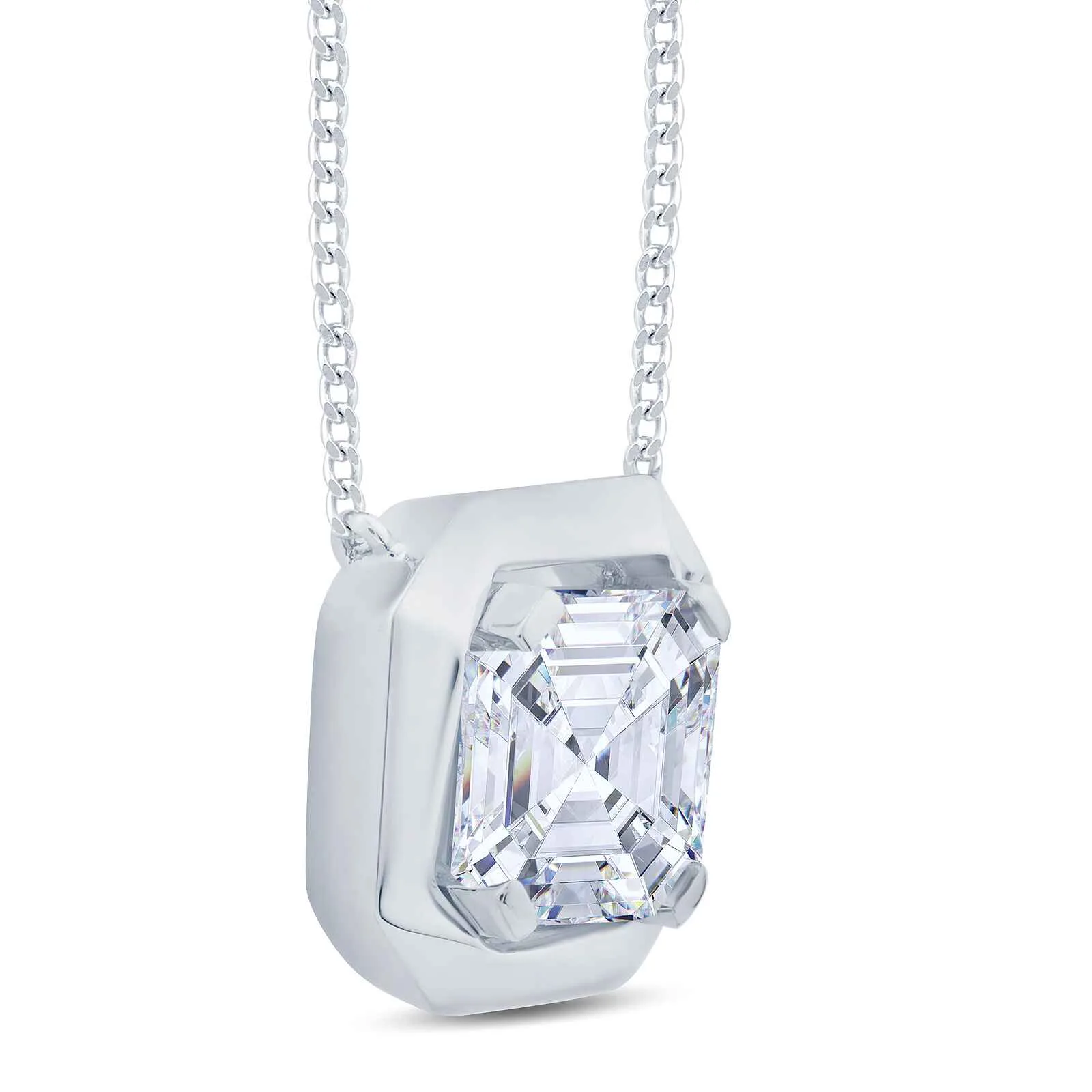 Growe 18ct White Gold 1.00ct Laboratory Grown Asscher Cut Diamond Necklace
