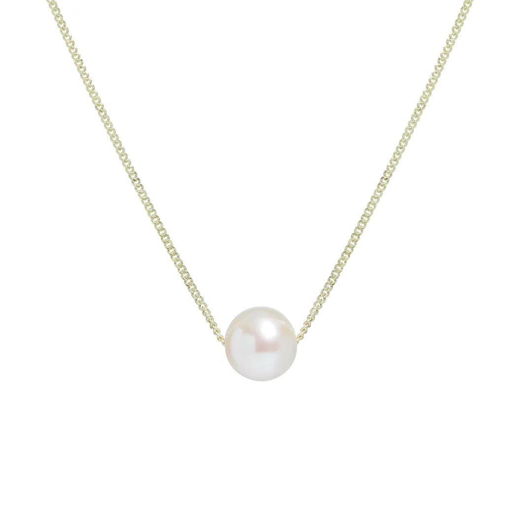 9ct Yellow Gold 7mm Freshwater Pearl Slider Necklace