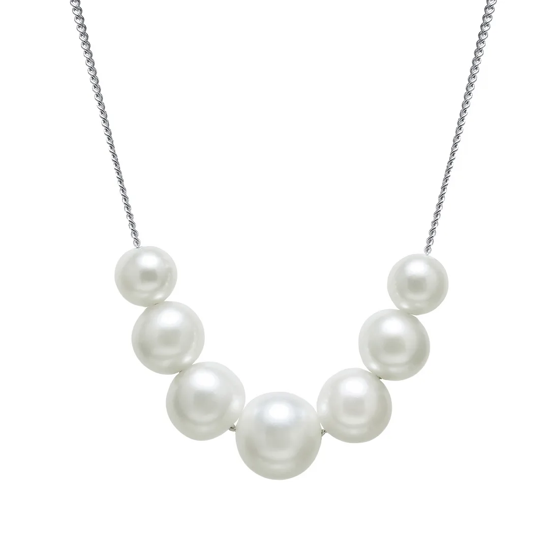 Silver Graduated Freshwater Pearl Slider Necklace