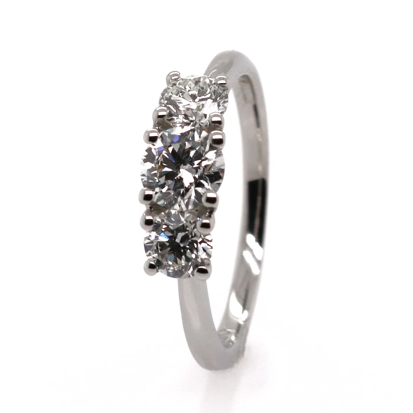 Platinum 0.78ct Round Brilliant Cut Diamond Trilogy Ring