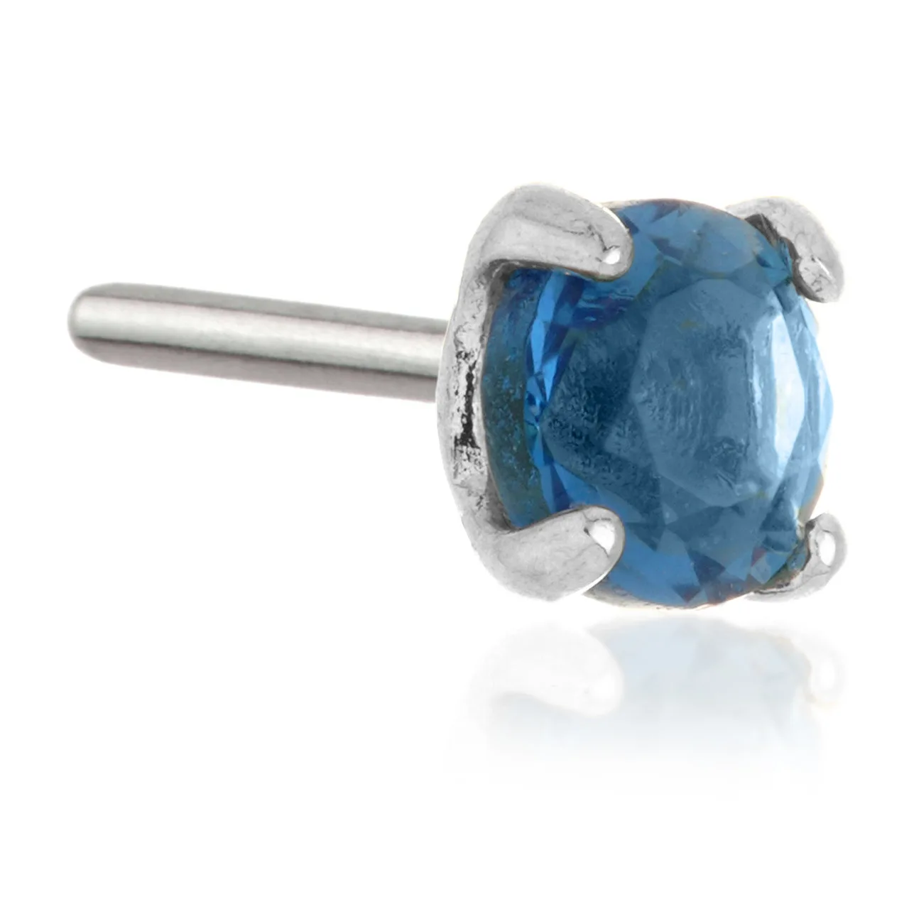 Tish Lyon 14ct White Gold and Surgical Steel Teardrop Dark Blue CZ Labret Single Earring