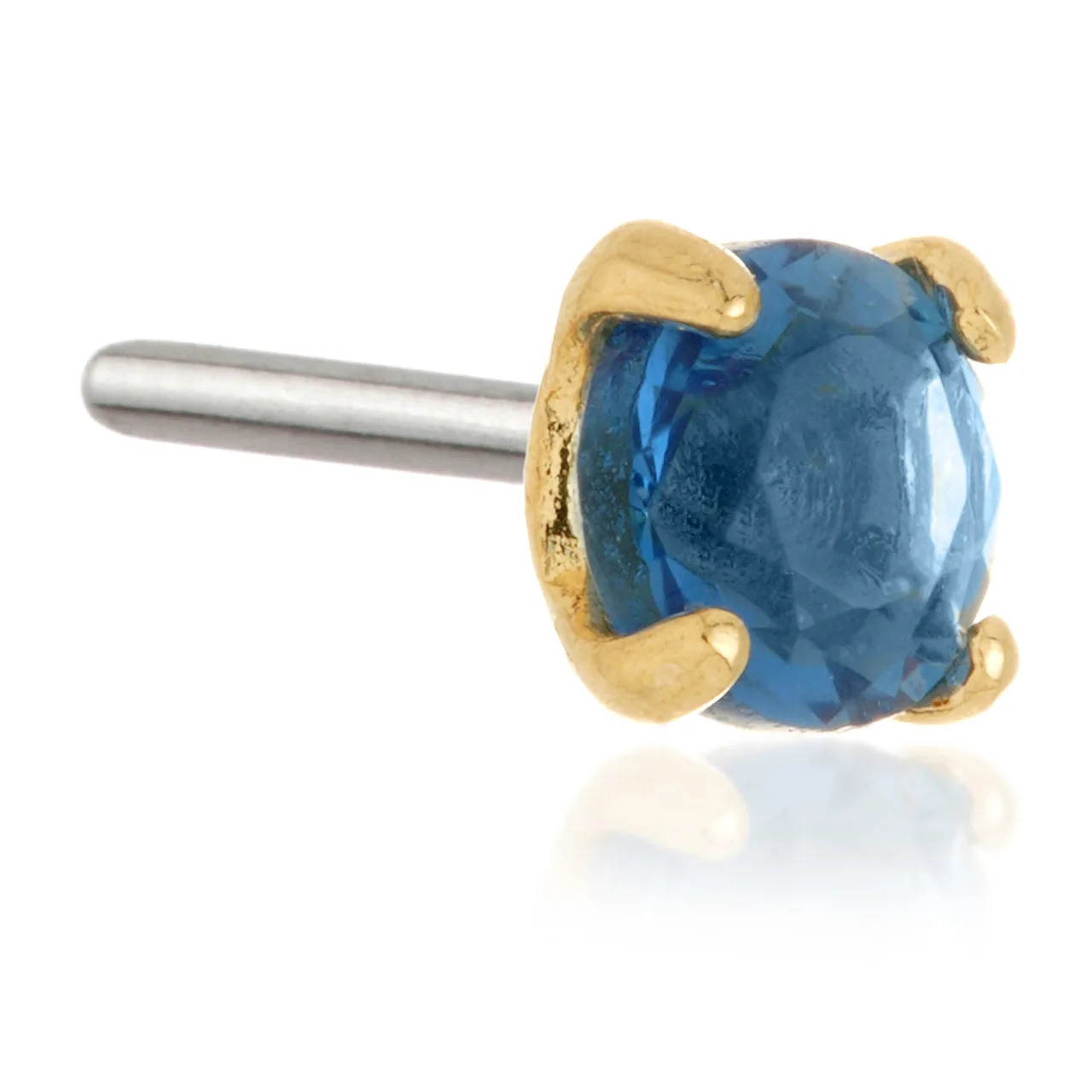 Tish Lyon 14ct Yellow Gold and Surgical Steel Teardrop Dark Blue CZ Labret Single Earring