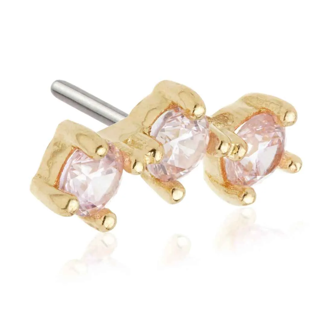 Tish Lyon 14ct Yellow Gold and Surgical Steel Light Pink CZ Labret Single Earring