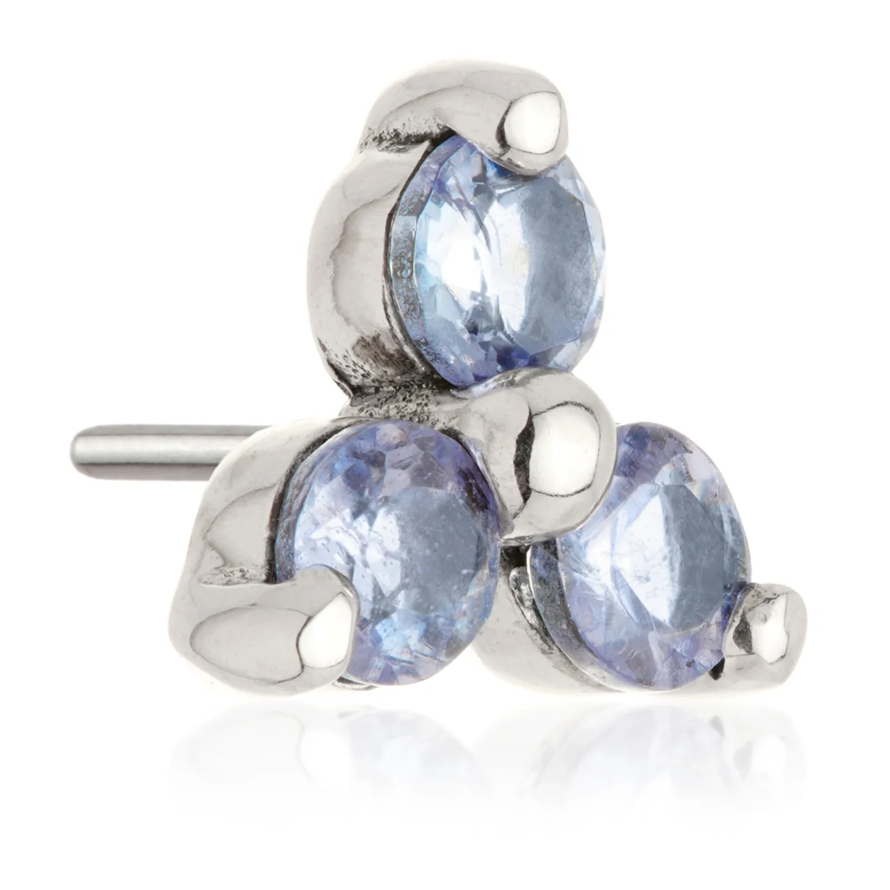Tish Lyon 14ct White Gold and Surgical Steel Tanzanite Labret Single Earring