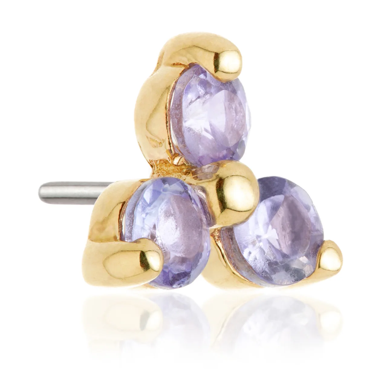 Tish Lyon 14ct Yellow Gold and Surgical Steel Tanzanite Labret Single Earring