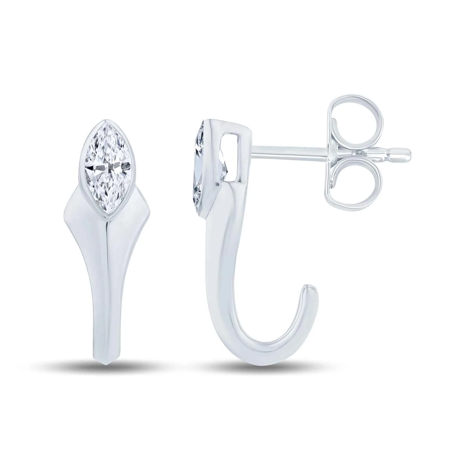 Growe 9ct White Gold 0.20ct Laboratory Grown Oval Cut Diamond Huggie Earrings