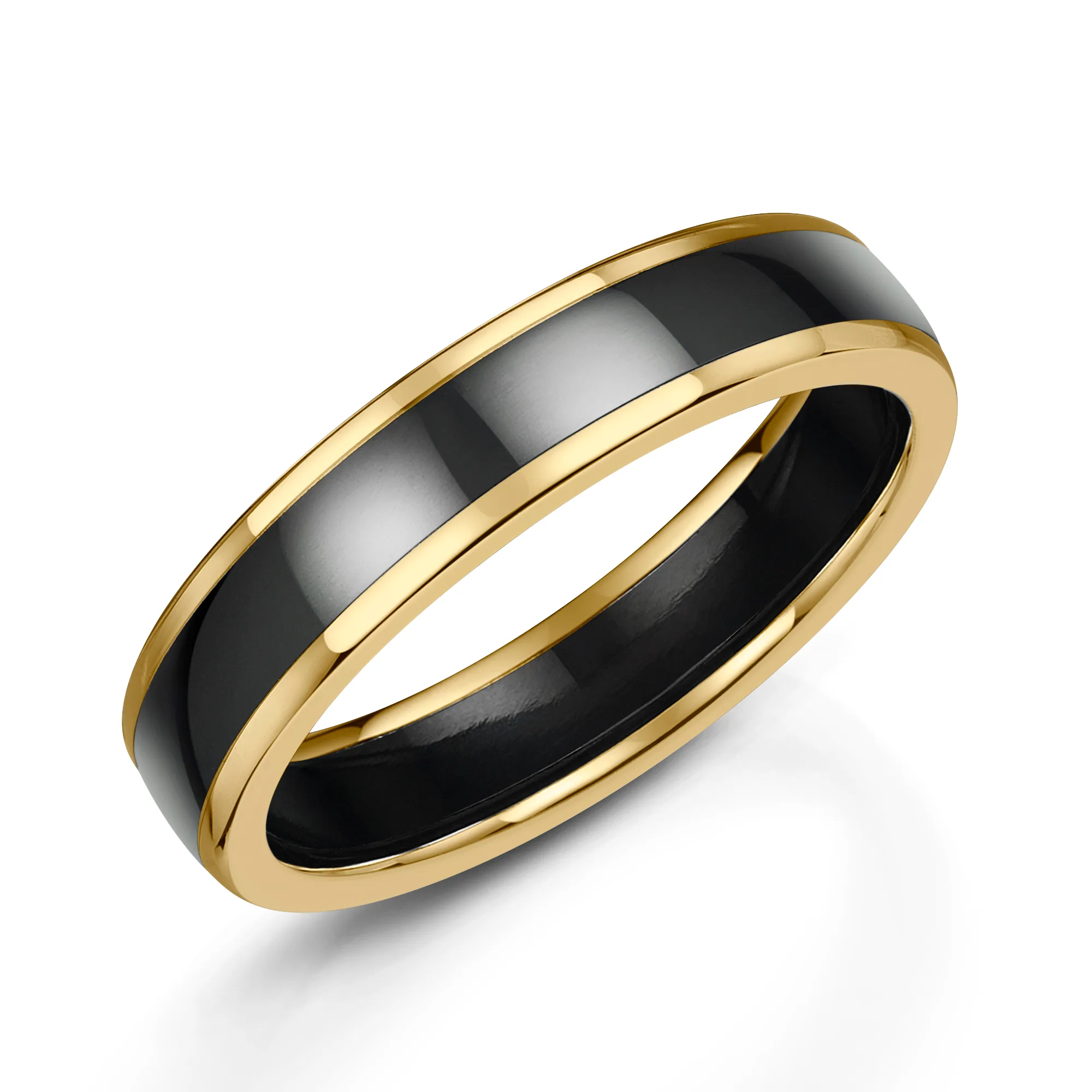 Zirconium and 18ct Yellow Gold 5mm Ring