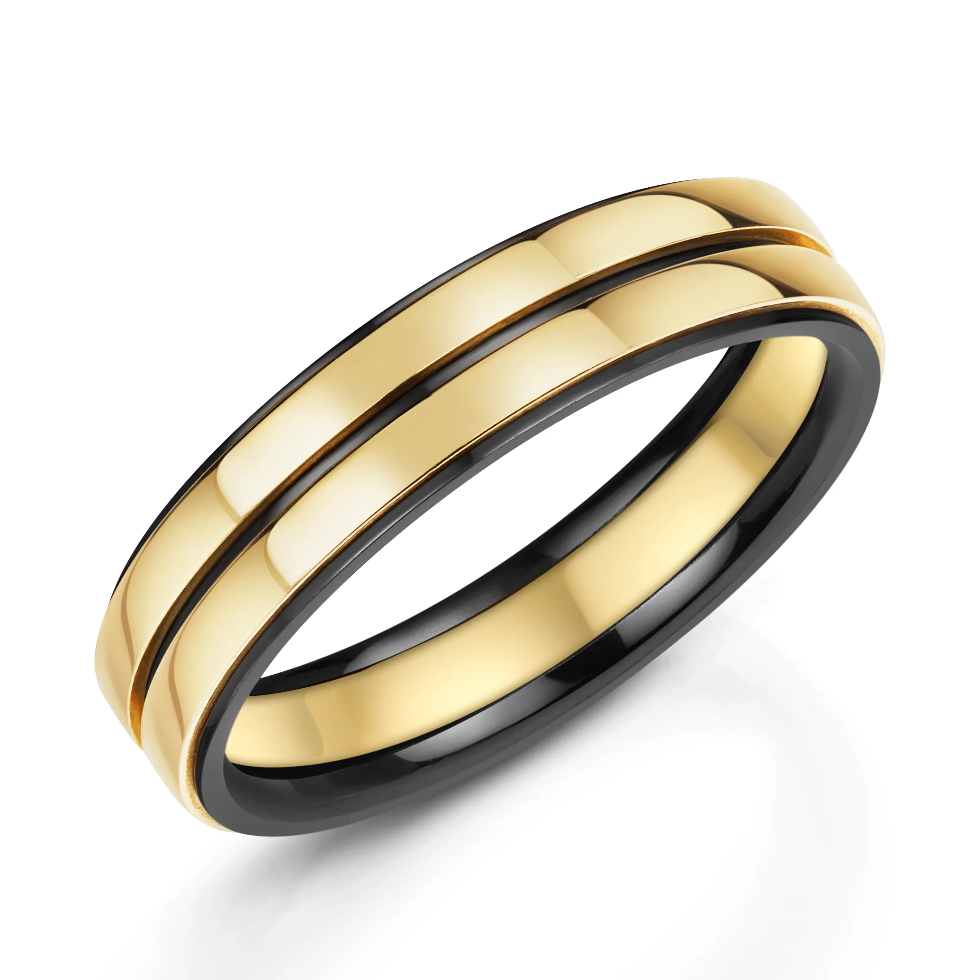 Zirconium and 18ct Yellow Gold 5.5mm Ring