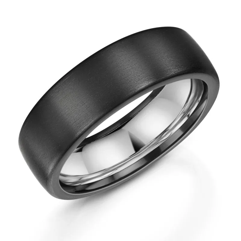 Zirconium and Silver 7mm Ring