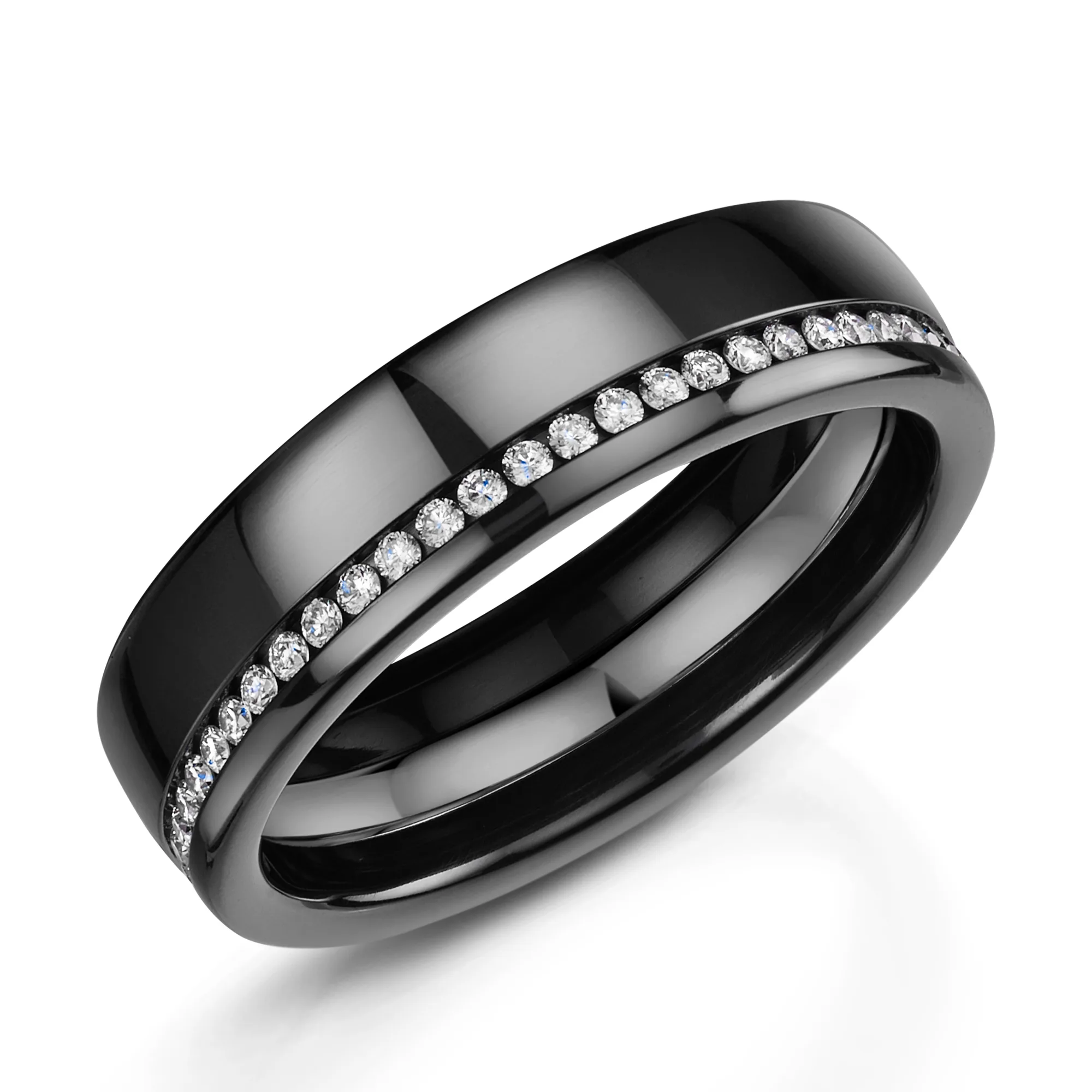 Zirconium, Platinum and Diamond 6mm Ring