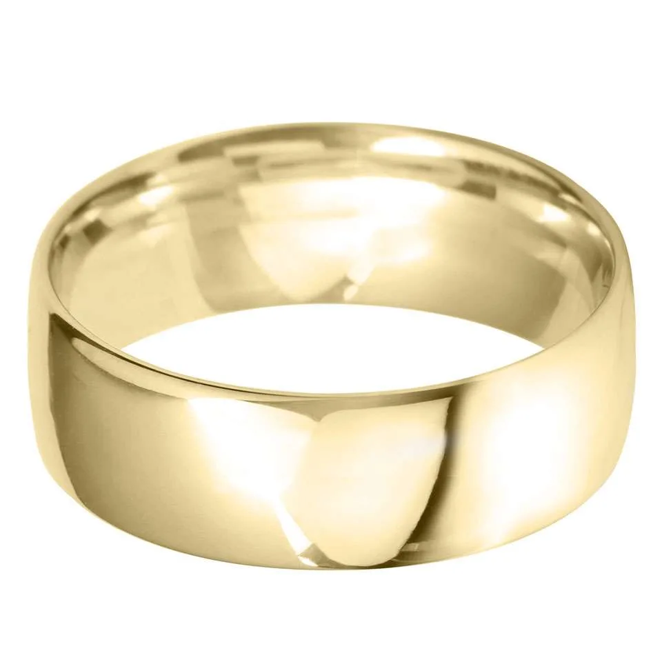 18ct Yellow Gold 8mm Court Wedding Band