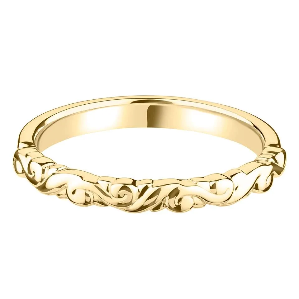 18ct Yellow Gold Patterned Wedding Band